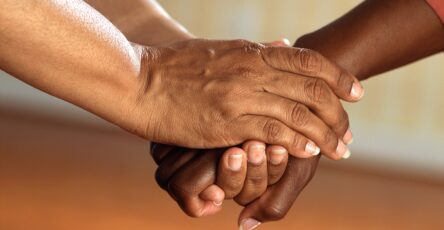 a couple holding hands